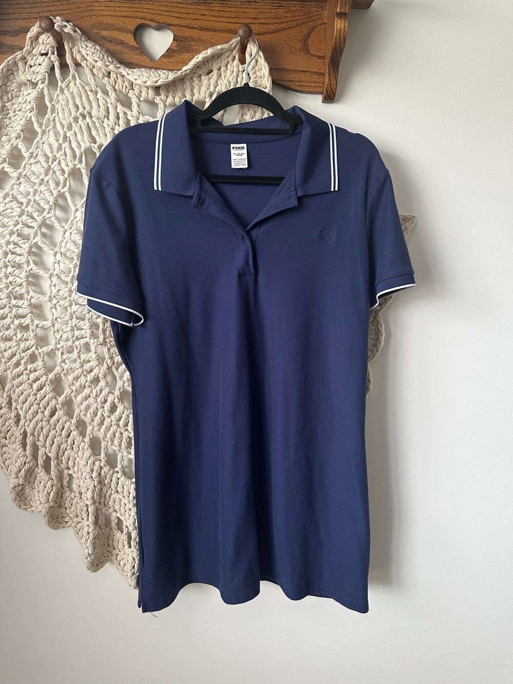 PINK Victoria Secret Navy Blue Polo Shirt Dress Size XXL